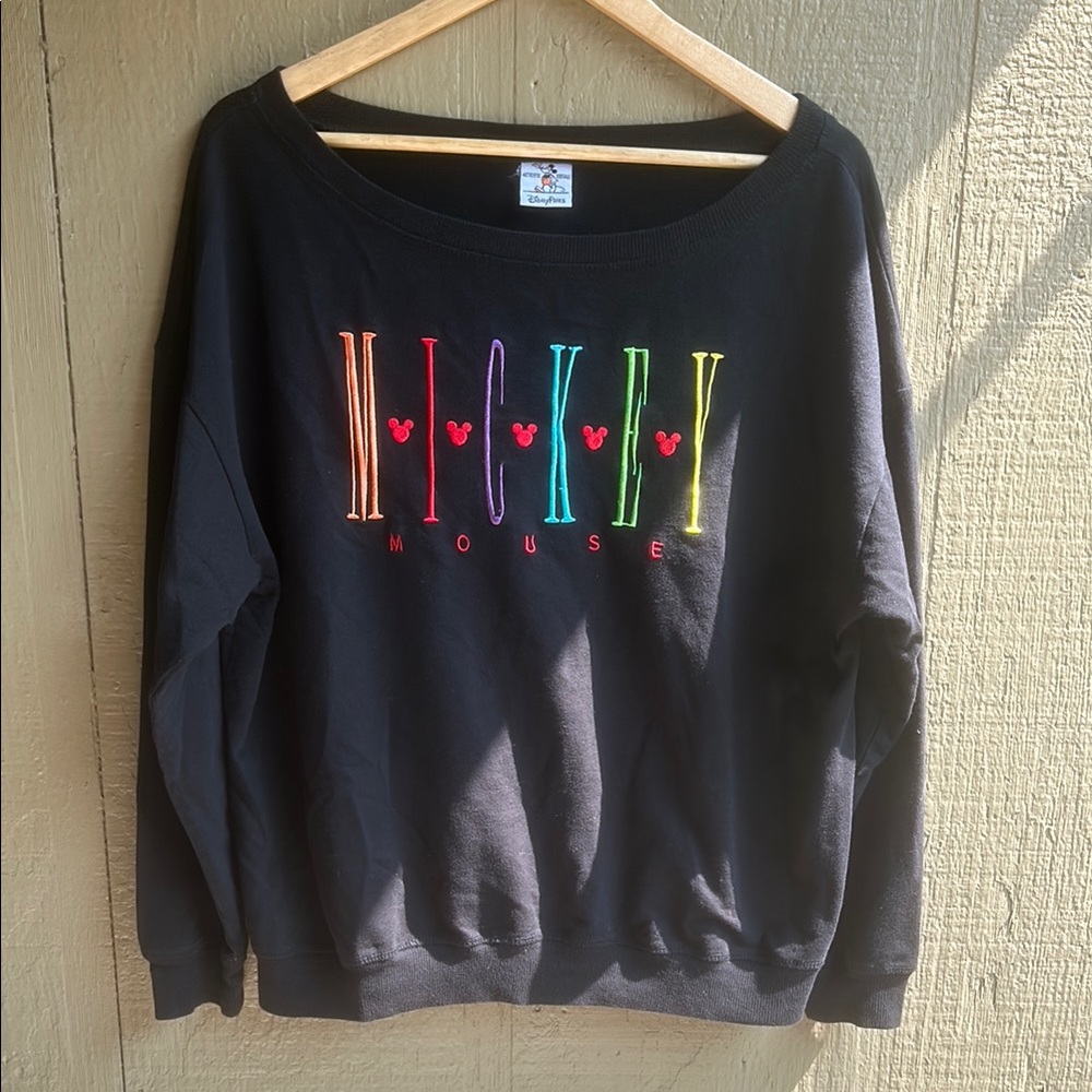 Authentic Vintage Retro Disney Parks Black Long Sleeve Sweatshirt XL